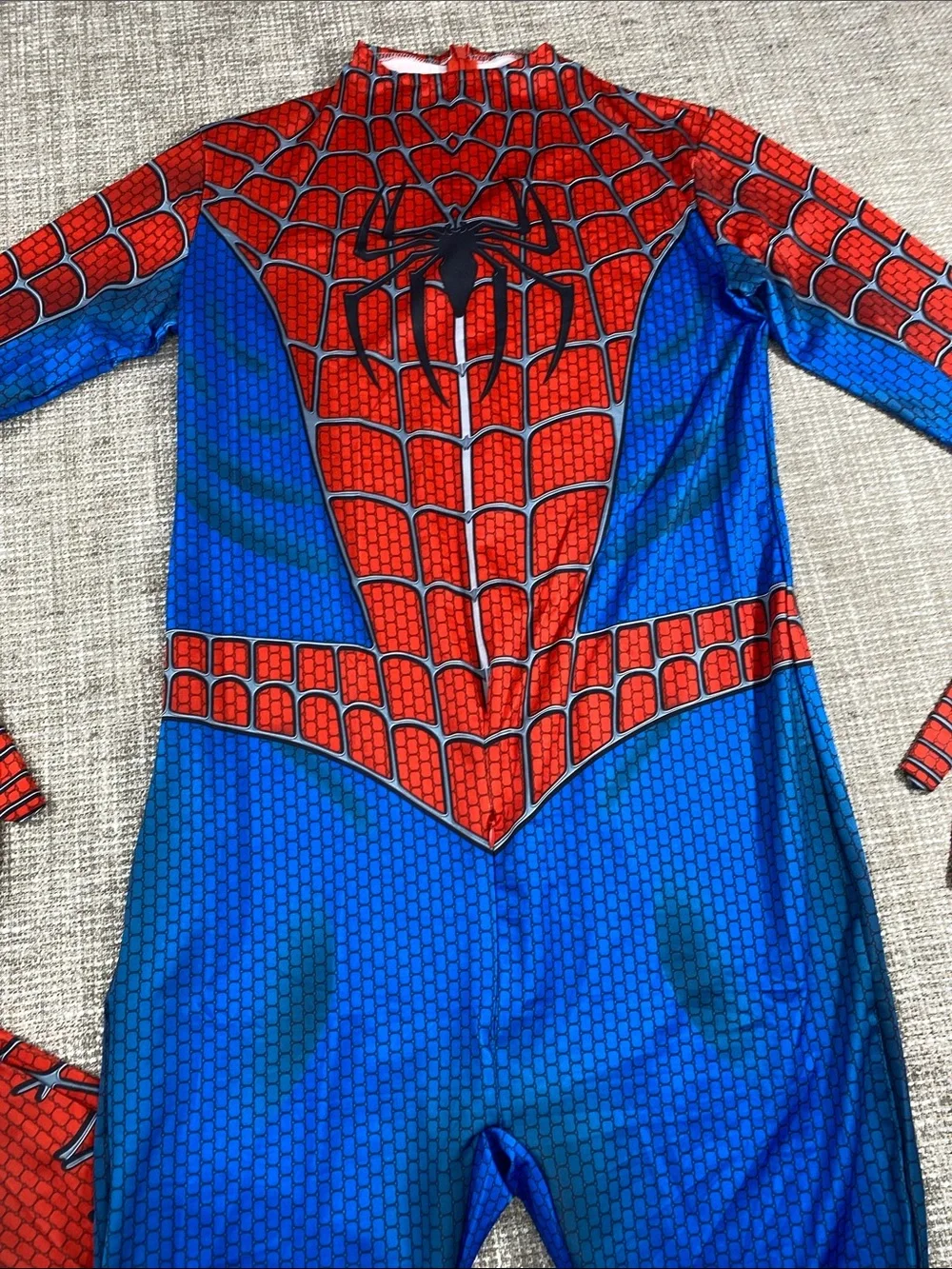 Mens Spider-Inspired Red & Blue Face Mask Costume Set Spider-Man large new